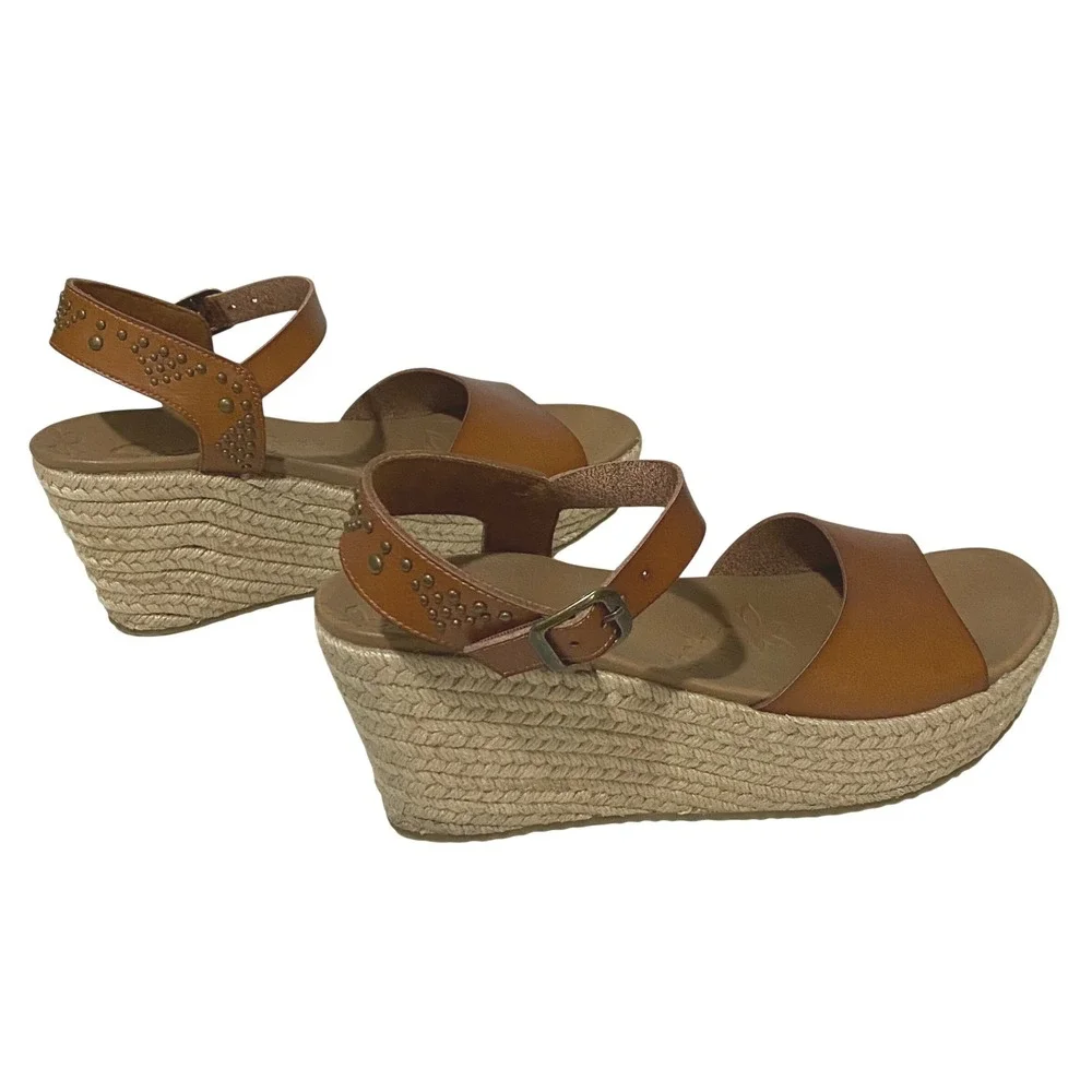 Skechers Cali Brit Edgy Days Espadrille Wedge Studded Sandals Womens 11 Luxefoam